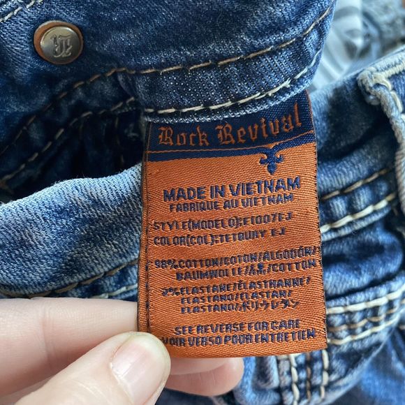 Rock Revival Jeans Women's 28 Easy Straight Tetbury Flap Pocket Bling Low Rise - Picture 12 of 16